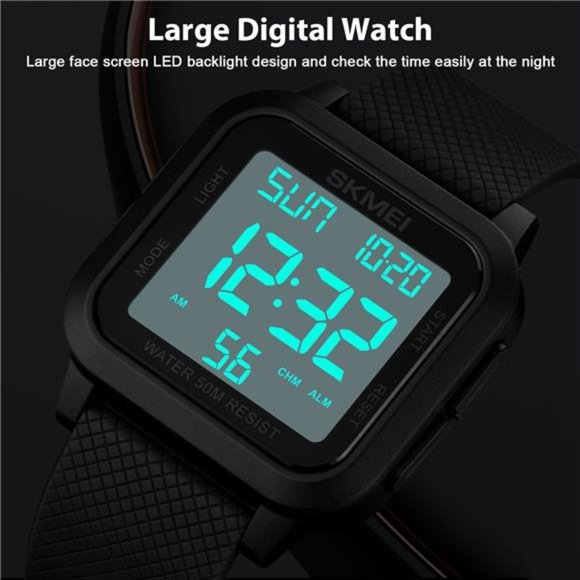 Fashion Men's Sports Watch LED Large Digital Waterproof Multifunction Wristwatch - Picture 5 of 10